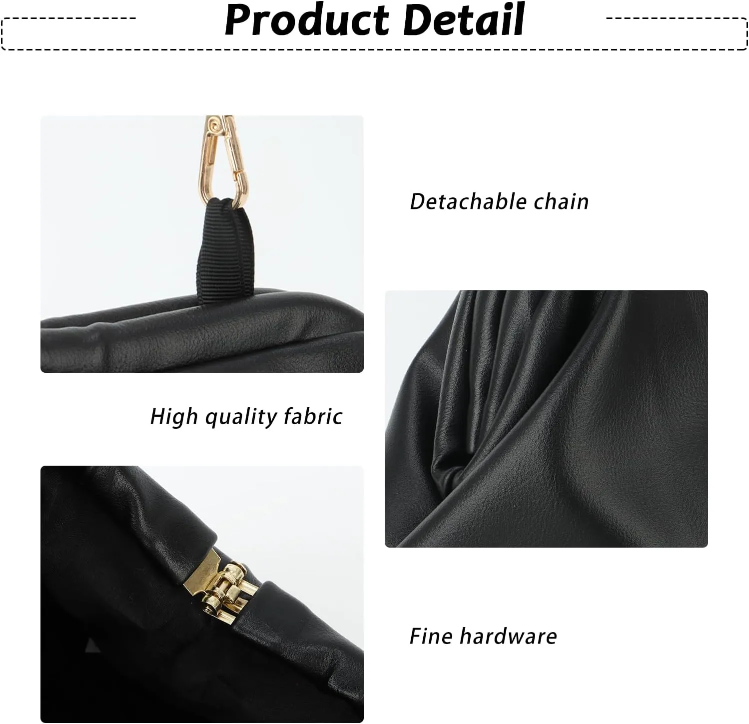 Fecialy Women's PU Leather Clutch Purse Ruched Handbags Formal Evening Bag Chic Soft Dumpling Crossbody Bag Party Wedding