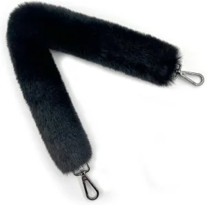 FHQHTH Furry Handle Strap Replacement Totes Shoulder Strap Crossbody Strap, Bag Accessories (40", Black, Gold Hook)