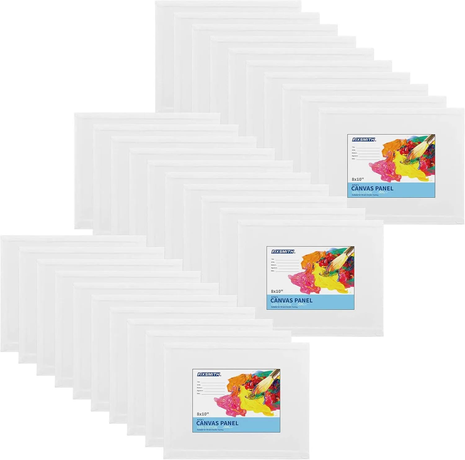 FIXSMITH Canvas for Painting, 8x10 Inch Canvas Boards, Super Value 30 Pack White Blank Canvas Panels, 100% Cotton Primed, Painting Art Supplies for Professionals, Hobby Painters, Students & Kids