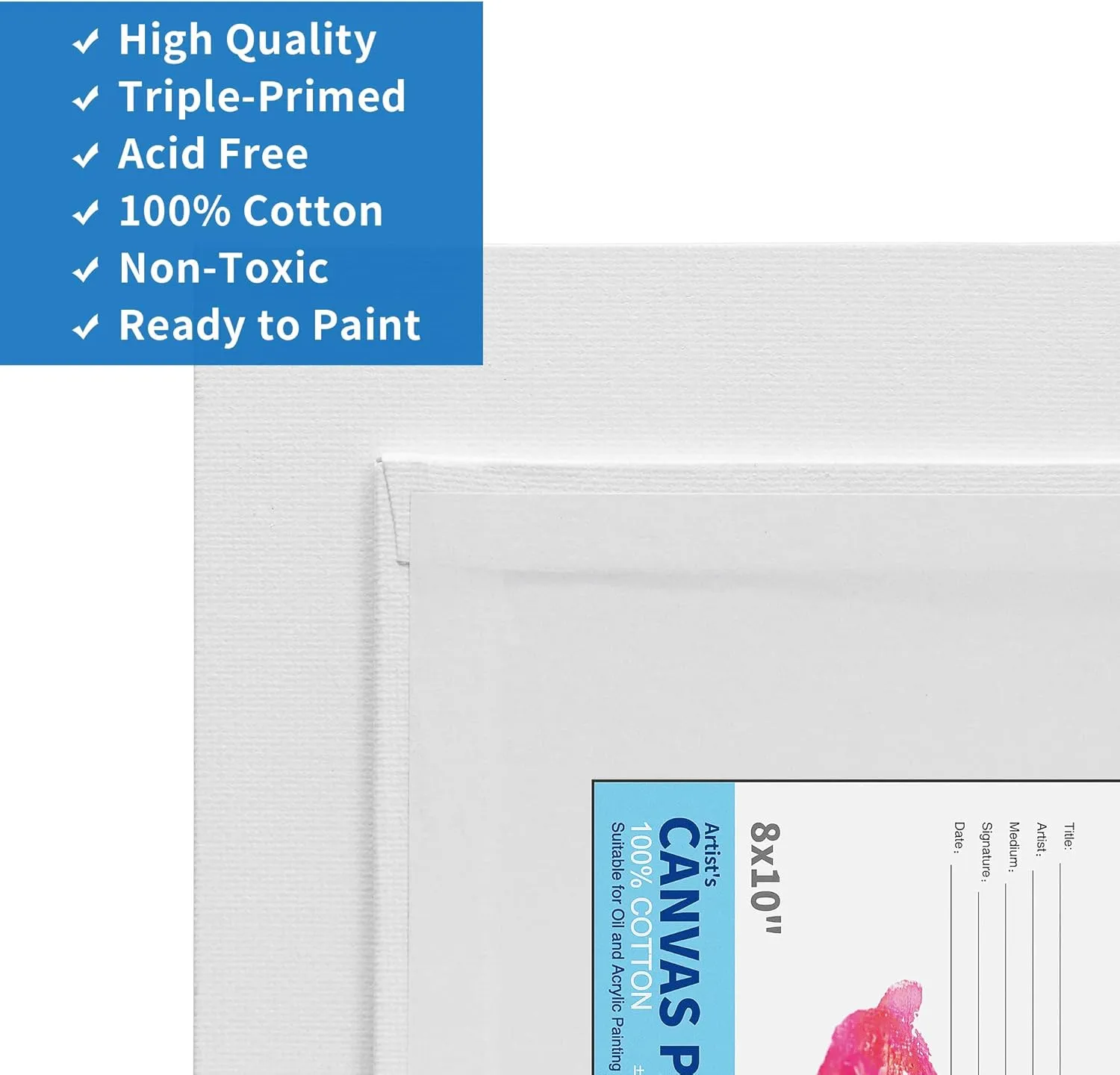 FIXSMITH Canvas for Painting, 8x10 Inch Canvas Boards, Super Value 30 Pack White Blank Canvas Panels, 100% Cotton Primed, Painting Art Supplies for Professionals, Hobby Painters, Students & Kids