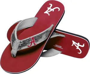 FOCO Womens NCAA College Team Logo Sequin Strap Sandals Flip Flops