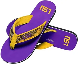 FOCO Womens NCAA College Team Logo Sequin Strap Sandals Flip Flops