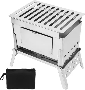 Folding Wood Burning Stove Heating Folding Portable BBQ Kits for Outdoor Hiking Picnics