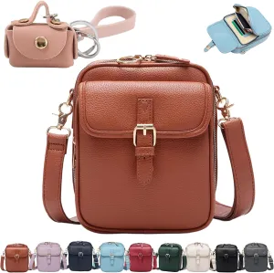 Forcipower Crossbody Leather Bag, Zealburst Crossbody Bag with Earphone Bags Pendant
