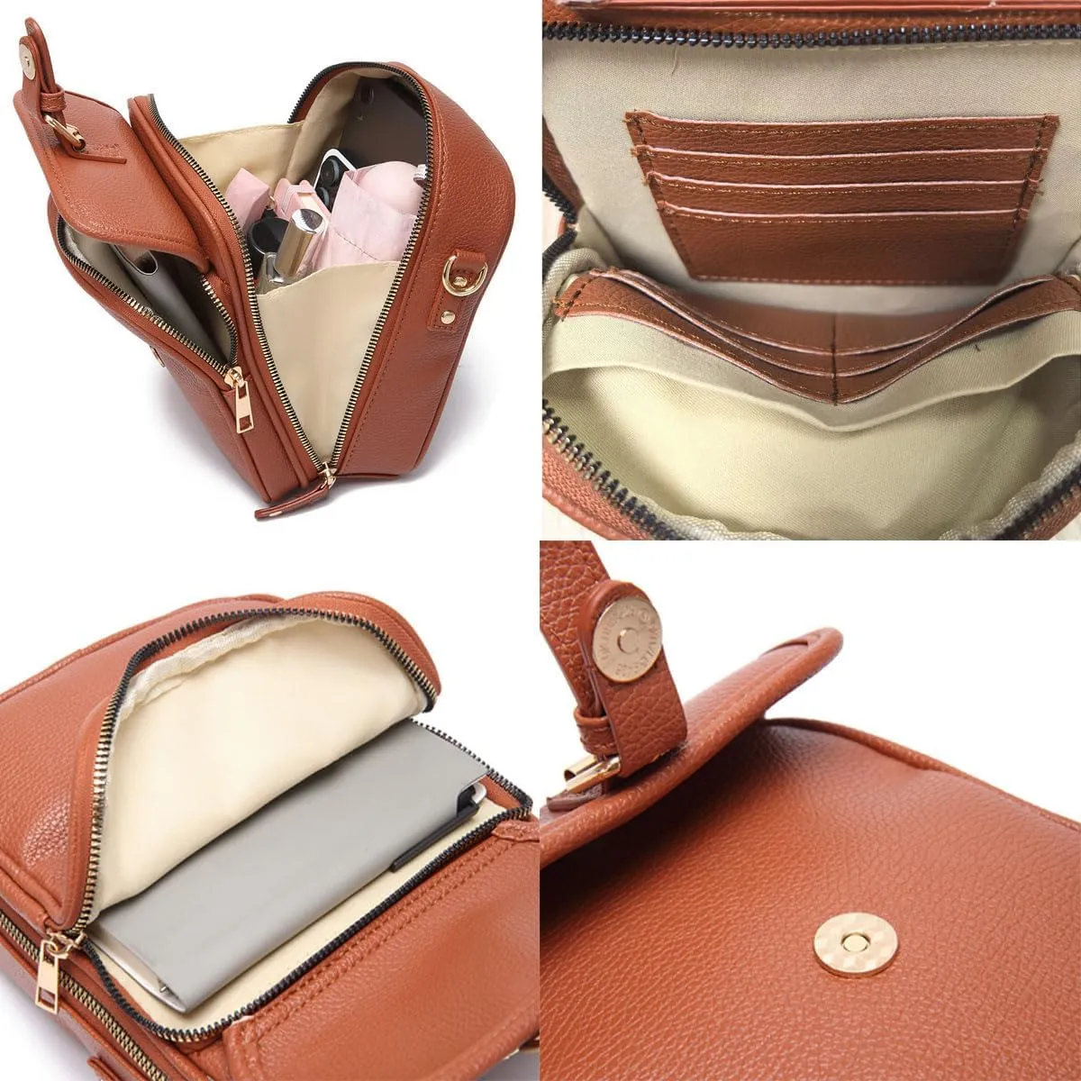 Forcipower07 Crossbody Bag, Forcipower07 Purse, Vintage Leather Anti Theft Shoulder Bag with 10 Card Slots