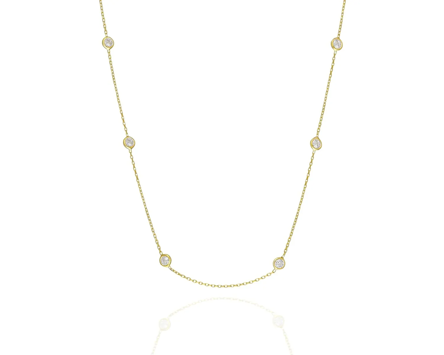 Forever Diamond Necklace - Endless Love Necklace, Minimalist and Timeless 18K Gold plated Sterling Silver Diamond Zirconia Necklace - Statement piece or Stack Necklace. (Gold)