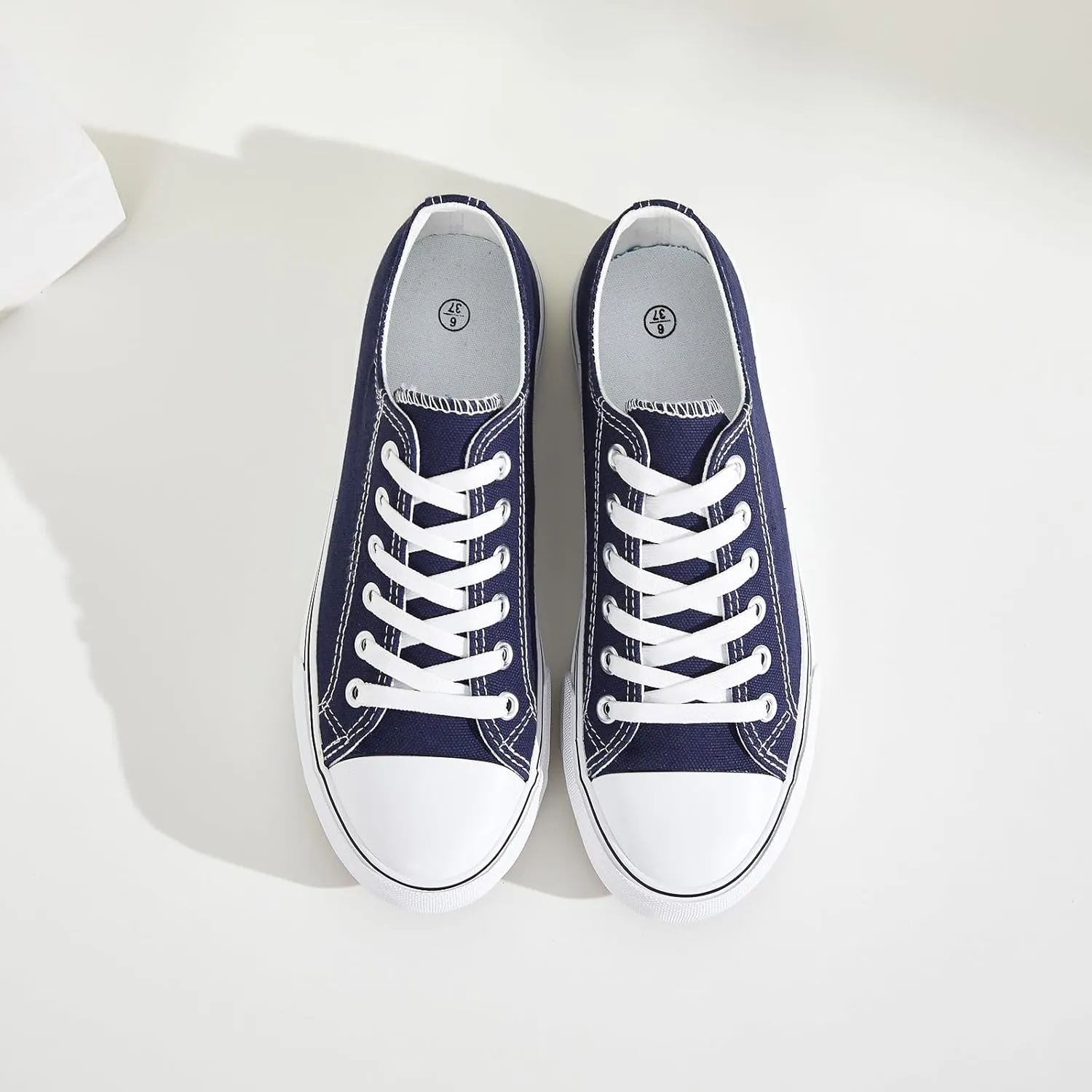 FRACORA Womens White Canvas Sneakers Low Top Lace Up Canvas Shoes Fashion Comfortable