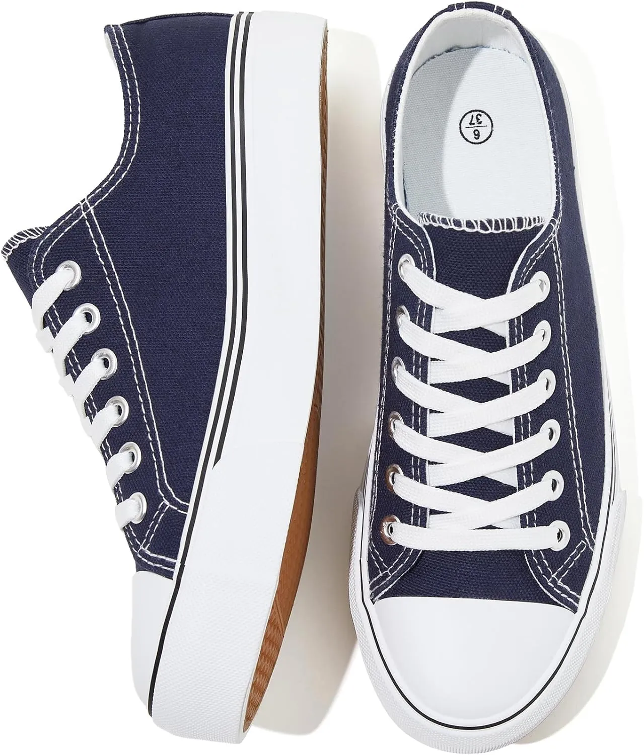 FRACORA Womens White Canvas Sneakers Low Top Lace Up Canvas Shoes Fashion Comfortable