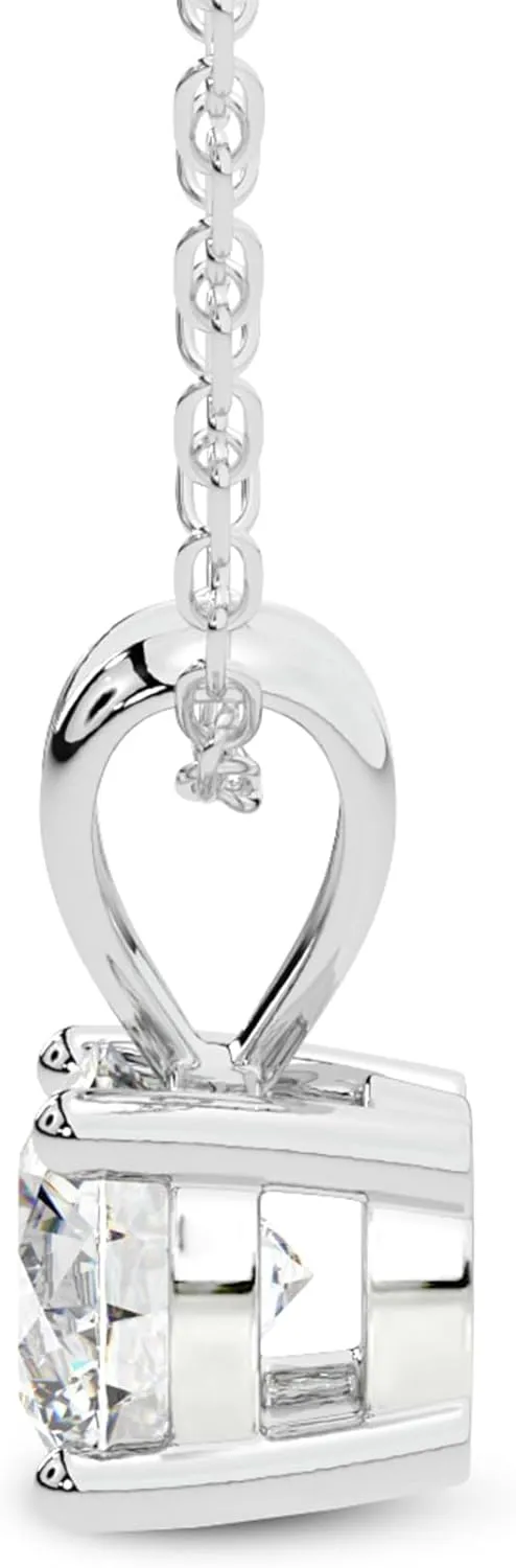 FRIENDLY DIAMONDS Lab Grown Diamond Solitaire Pendant Necklace For Women | 0.5-6 Carat IGI Certified FG-VS Quality Diamond | 14K Gold Pendant With Gold Chain | Quartze Split Bail Pendant
