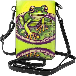 Frog in a pond Women's crossbody bag, crossbody phone bag, tassel wallet with shoulder strap, best gift for women.
