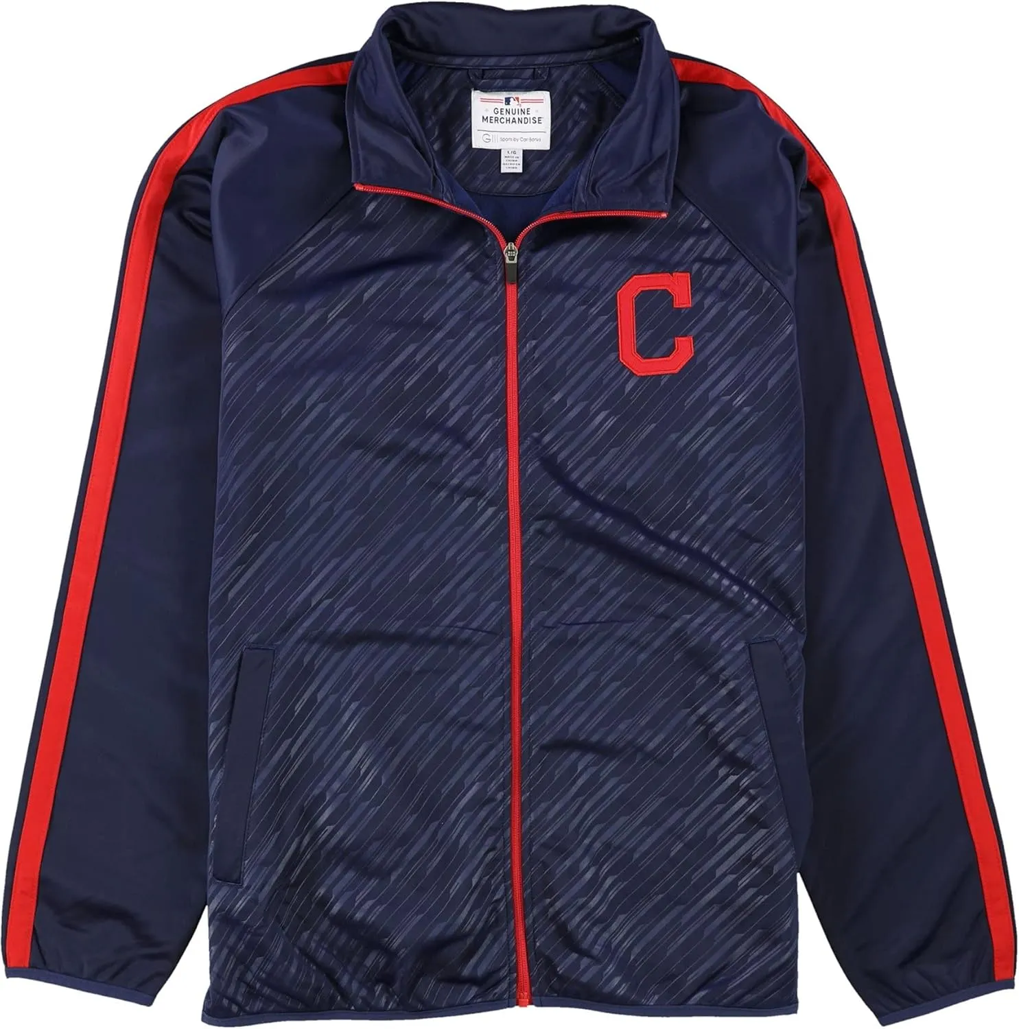 G-III Sports Mens Cleveland Indians Track Jacket Sweatshirt, Blue, Large