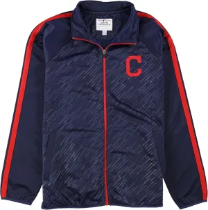 G-III Sports Mens Cleveland Indians Track Jacket Sweatshirt, Blue, Large