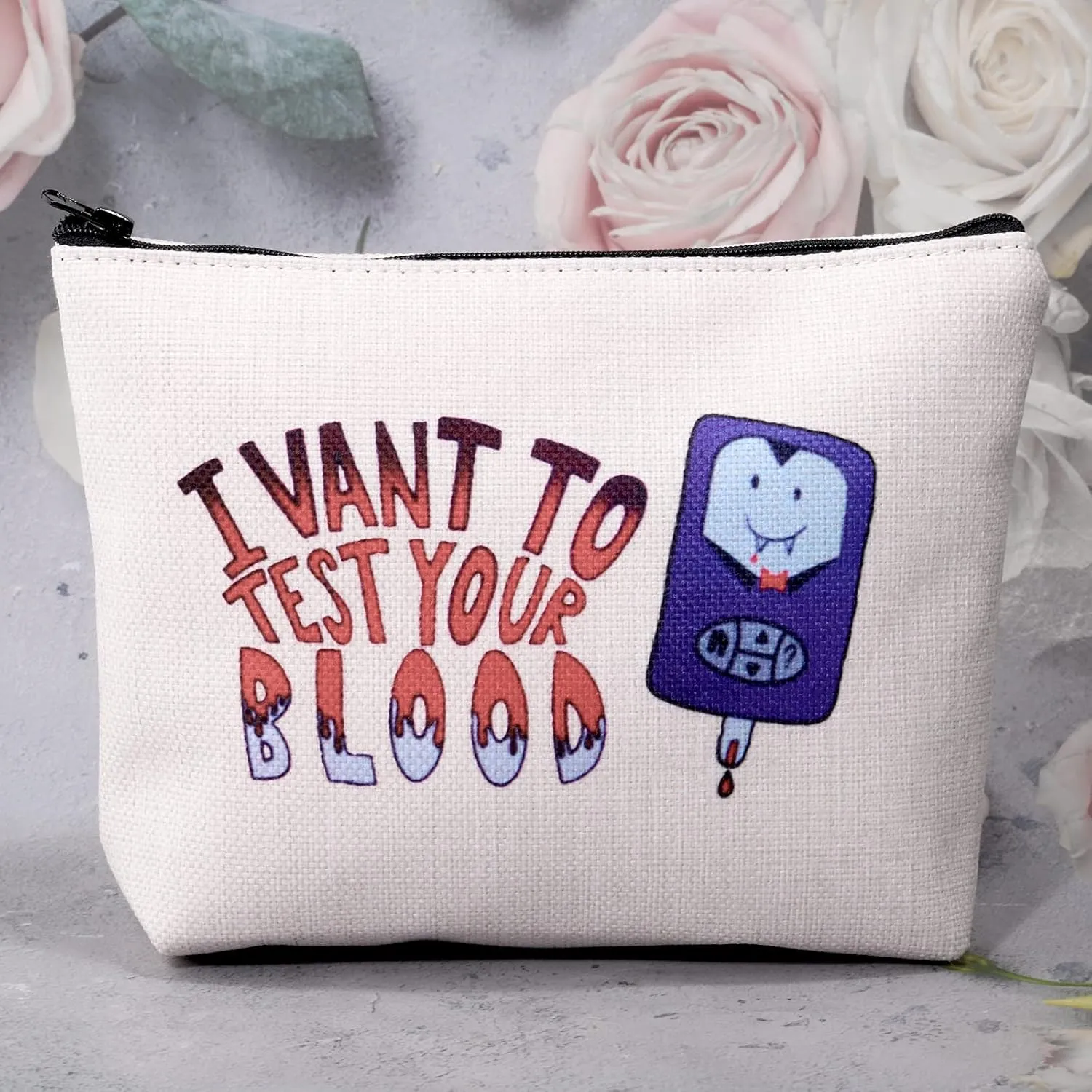 G2TUP Funny Dia-betes Travel Case Gift for Diabetic I Vant To Test Your Blood Vam-pires Dia-betes Bag (I Vant To Test Your Blood)