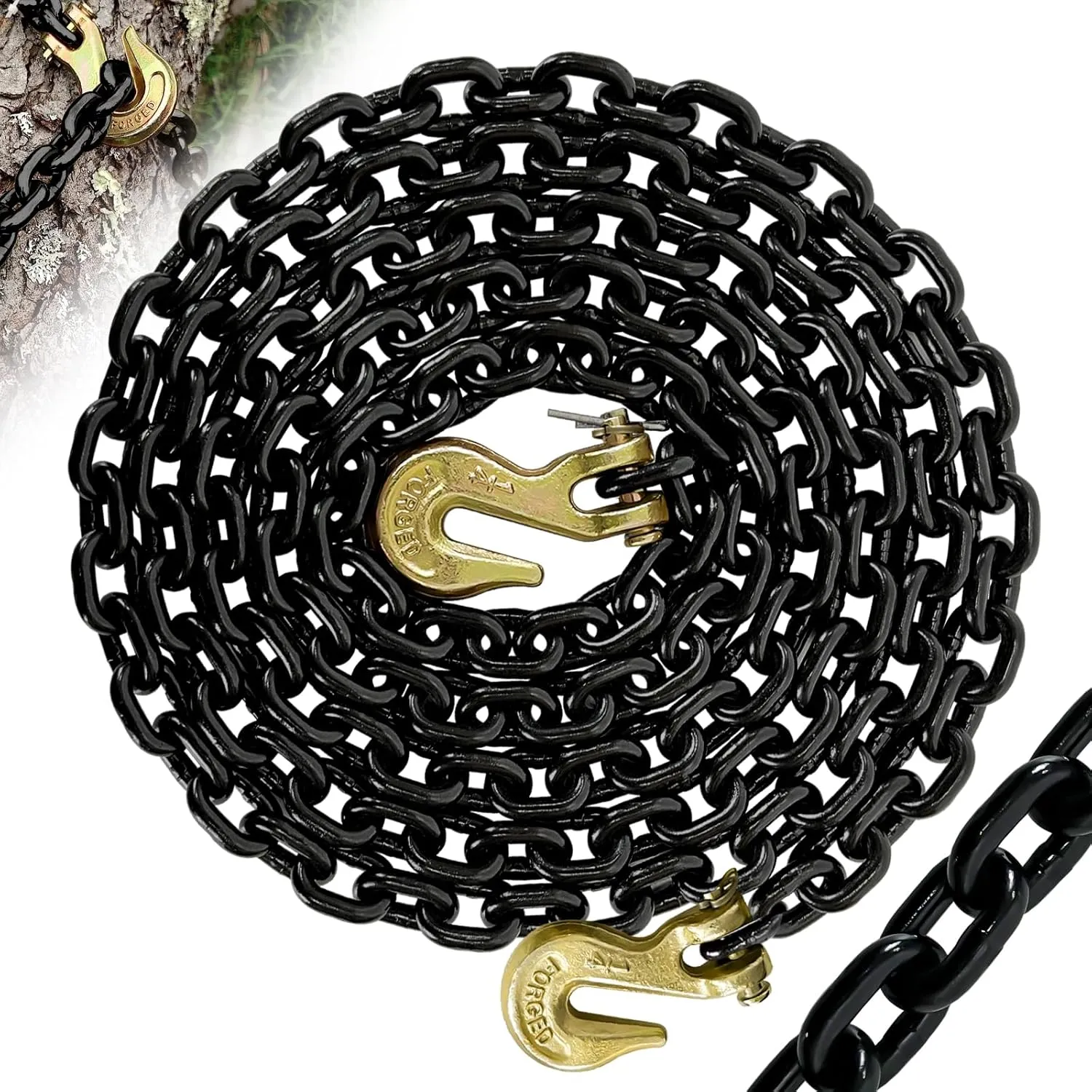 G80 Tow Chain,14FT 1/4" Trailer Safety Chains with Clevis Grab Hooks,3300 Lbs Working Load Heavy Duty Chain for Towing,Logging Tie Down Binding
