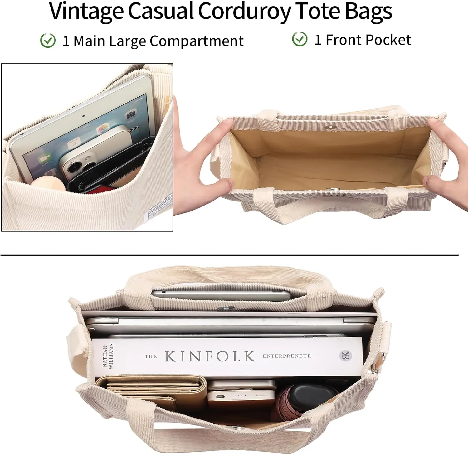 GAEKEAO Corduroy Tote Bag for Women Hobo Crossbody Bag Purse Shoulder Handbags Satchel Bag