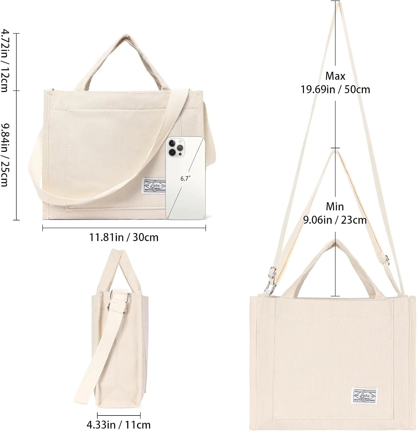GAEKEAO Corduroy Tote Bag for Women Hobo Crossbody Bag Purse Shoulder Handbags Satchel Bag