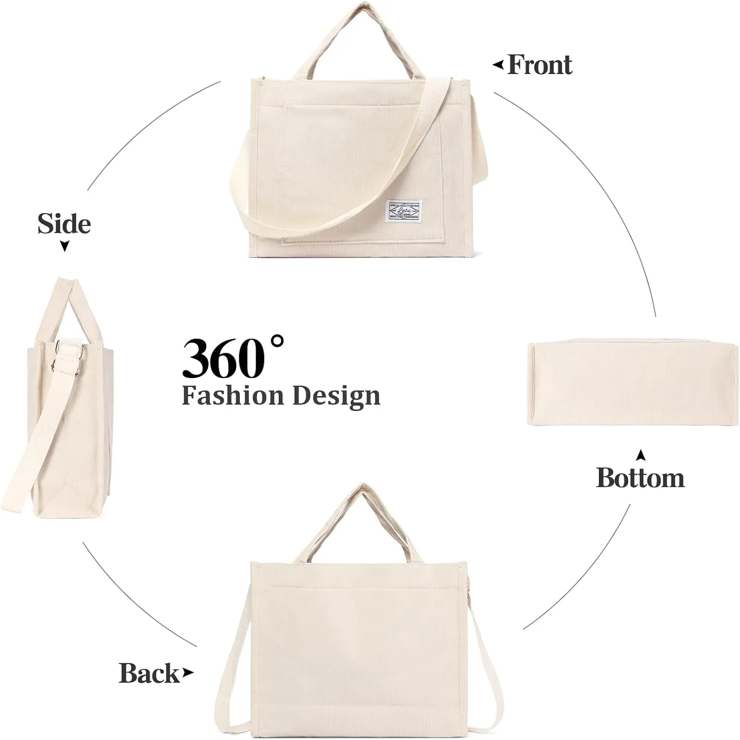 GAEKEAO Corduroy Tote Bag for Women Hobo Crossbody Bag Purse Shoulder Handbags Satchel Bag