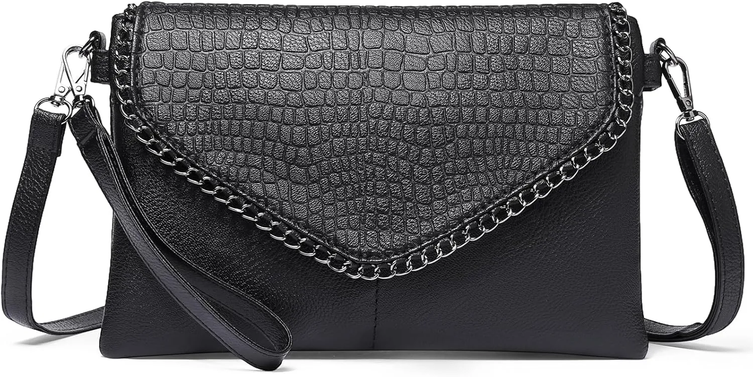 GAEKEAO Crossbody Bags for Women Small Genuine Leather Shoulder Handbag Clutch Purses Cross Body Bag with Wristlet