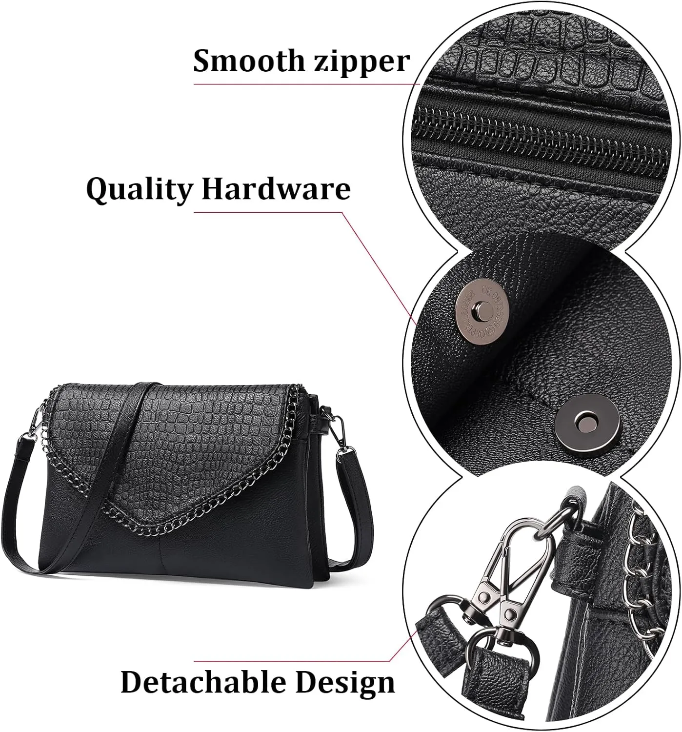 GAEKEAO Crossbody Bags for Women Small Genuine Leather Shoulder Handbag Clutch Purses Cross Body Bag with Wristlet
