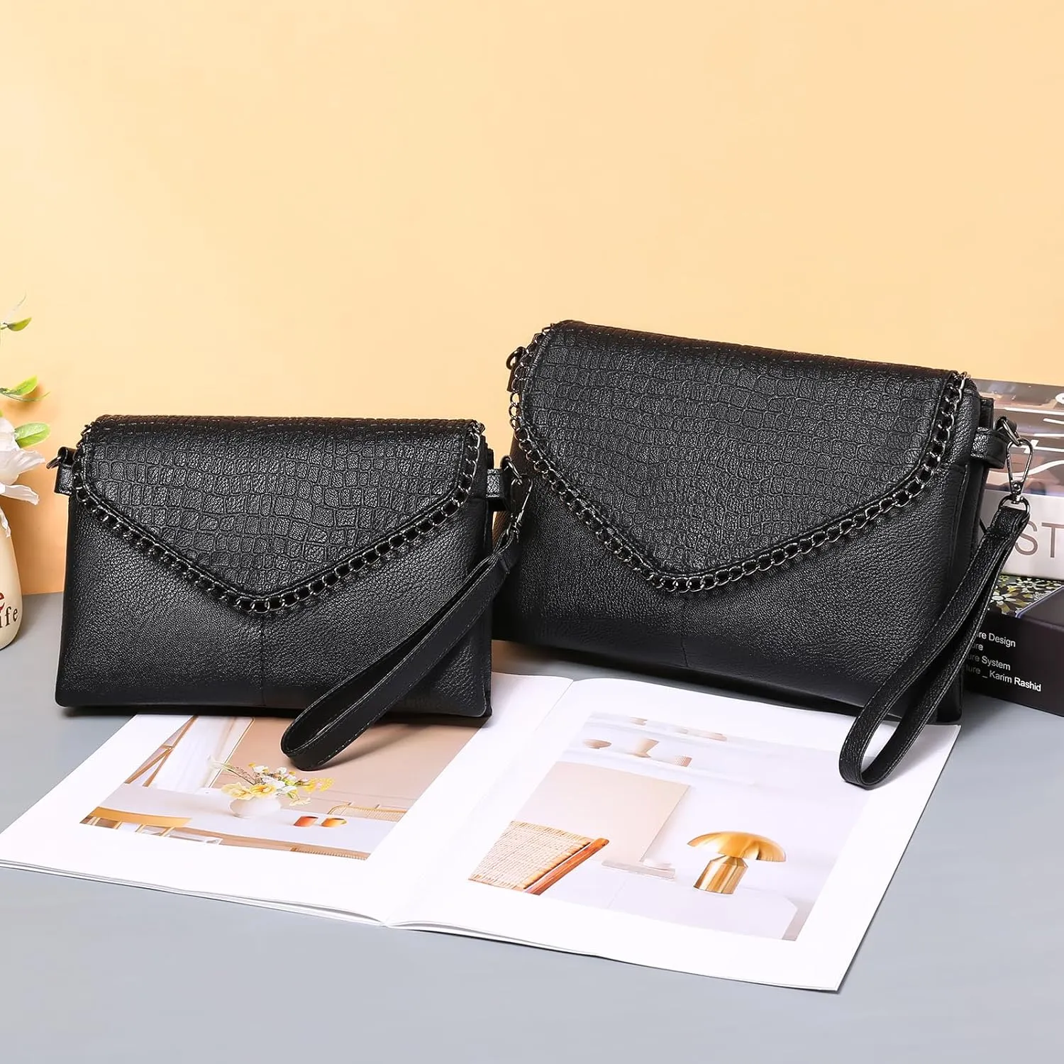 GAEKEAO Crossbody Bags for Women Small Genuine Leather Shoulder Handbag Clutch Purses Cross Body Bag with Wristlet