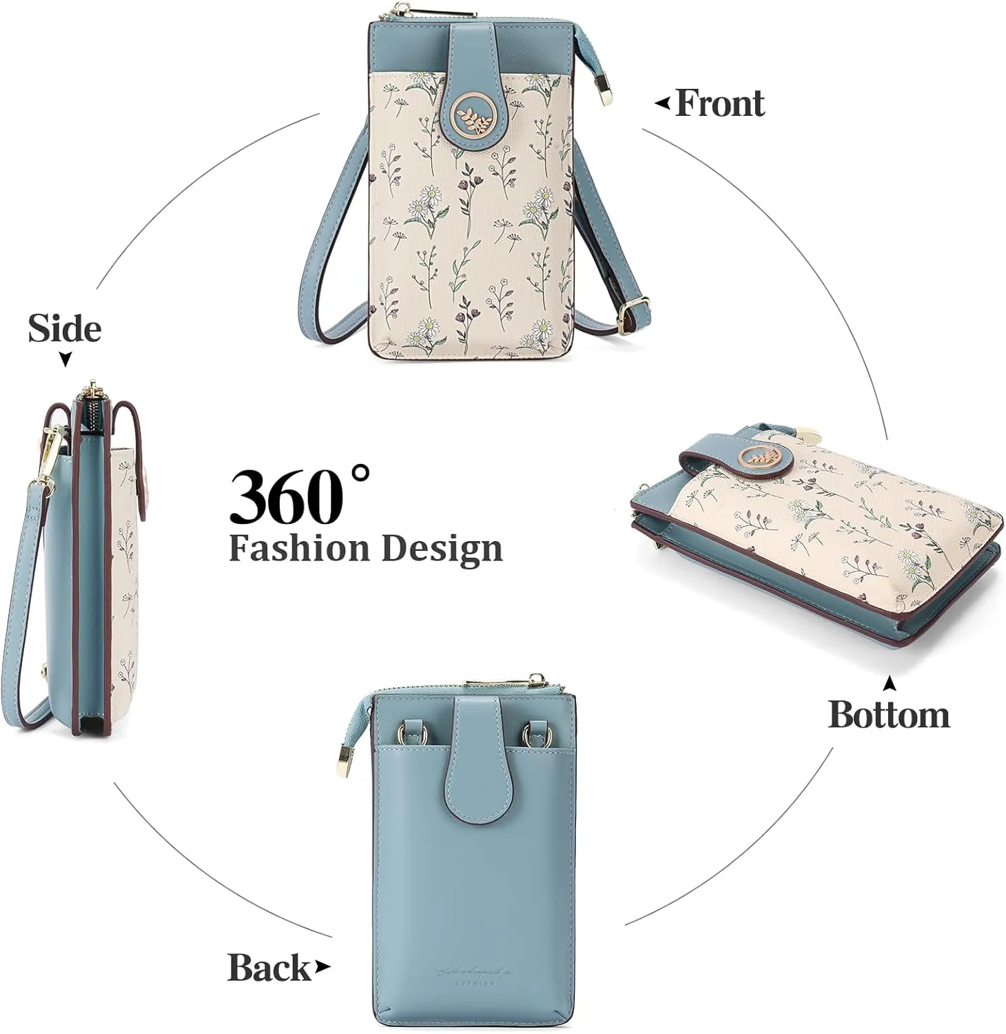 GAEKEAO Small Crossbody Bags for Women Leather Cell Phone Purse Bag Wallet with RFID Blocking Credit Card Slots
