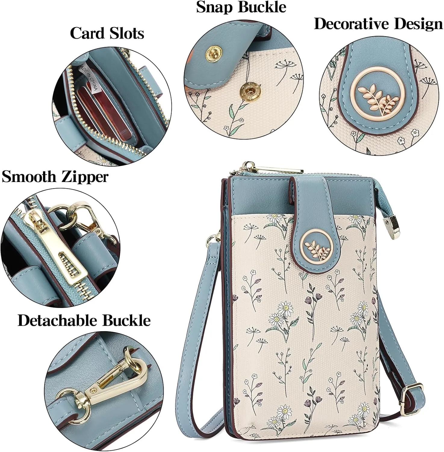 GAEKEAO Small Crossbody Bags for Women Leather Cell Phone Purse Bag Wallet with RFID Blocking Credit Card Slots
