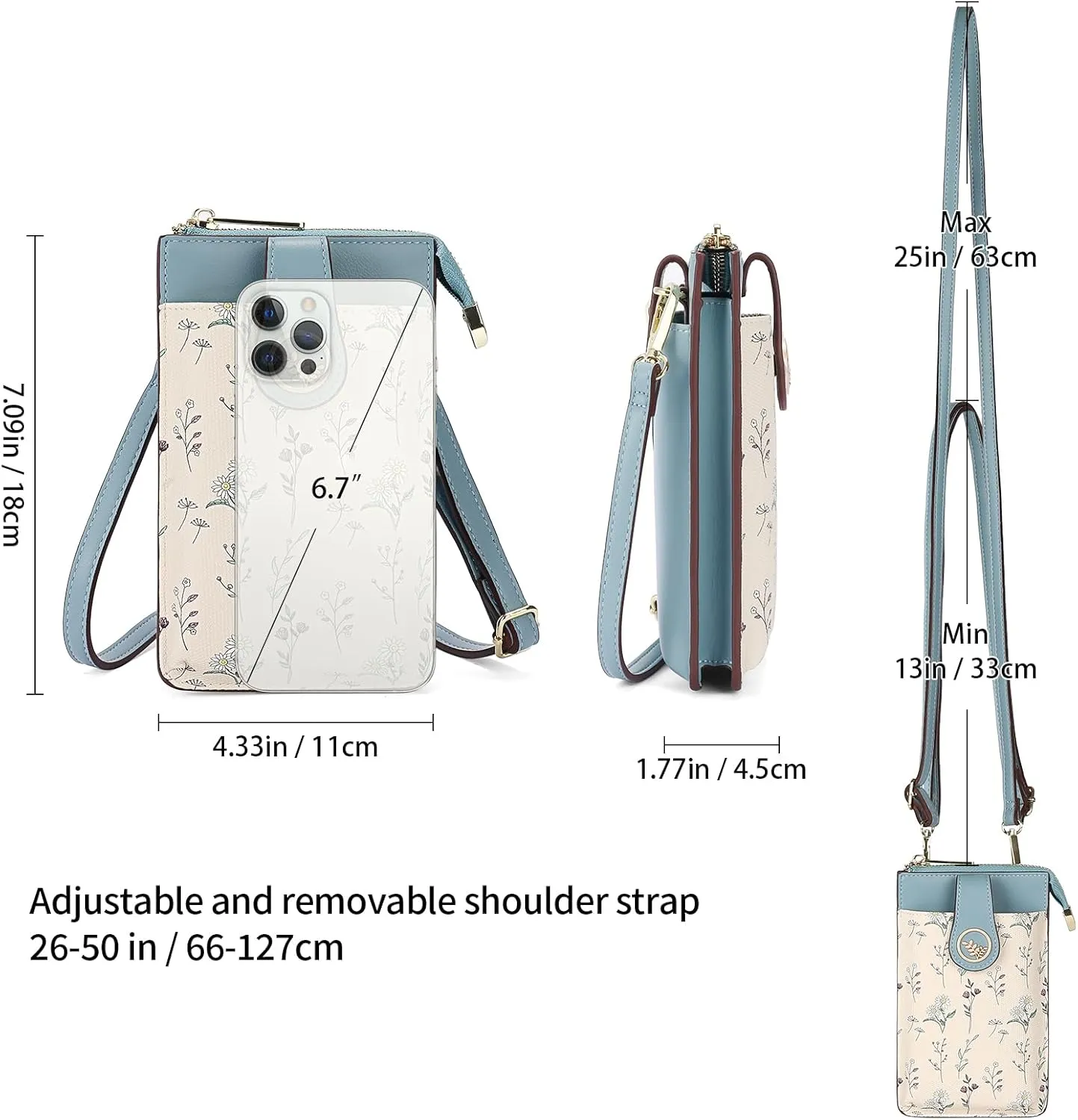 GAEKEAO Small Crossbody Bags for Women Leather Cell Phone Purse Bag Wallet with RFID Blocking Credit Card Slots