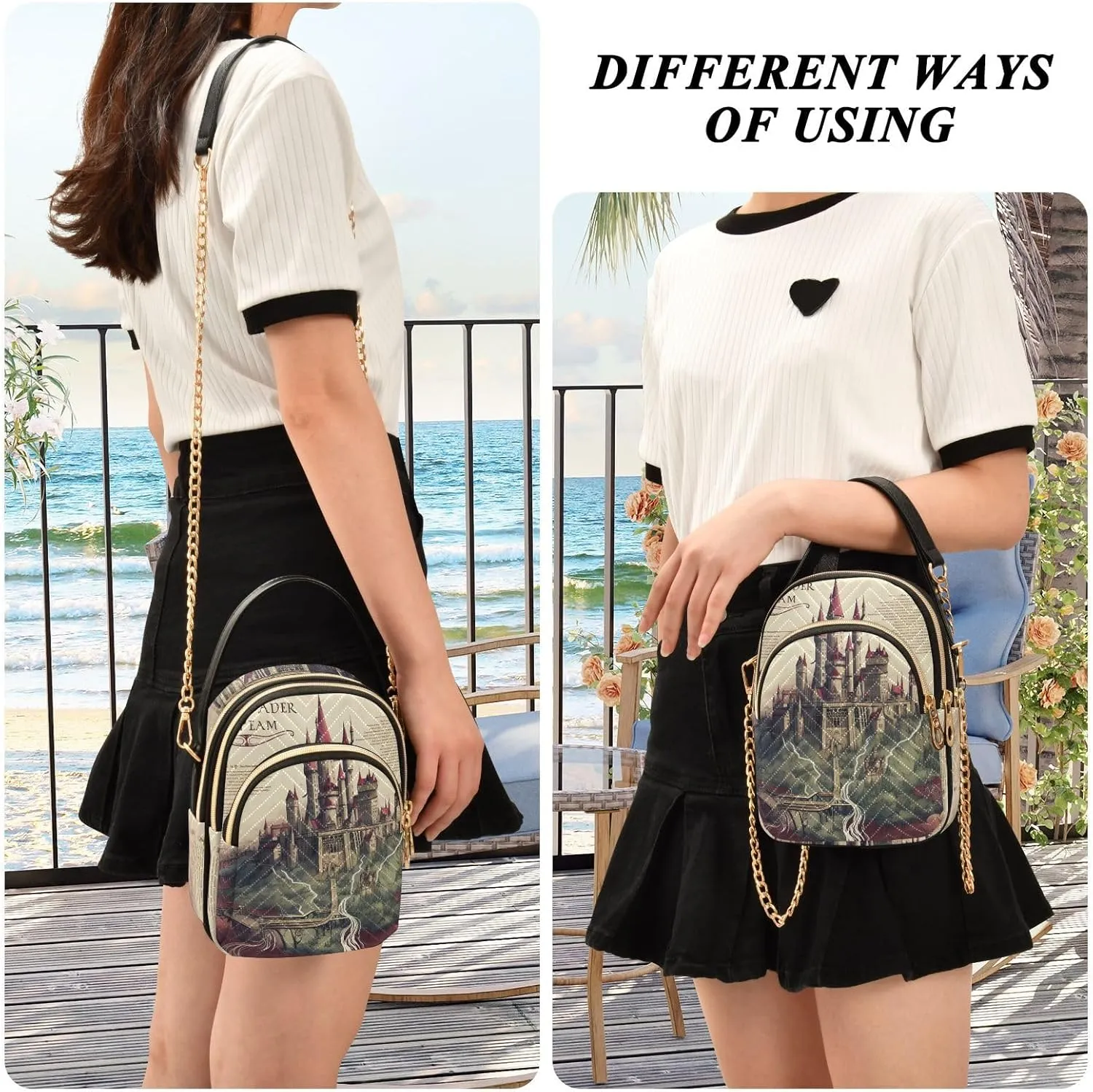 GAIGEO Fantasy World Flower Sea Crossbody Bag with Strap, Lady Crossbody Bag, Crossbody Bag Purse for Women