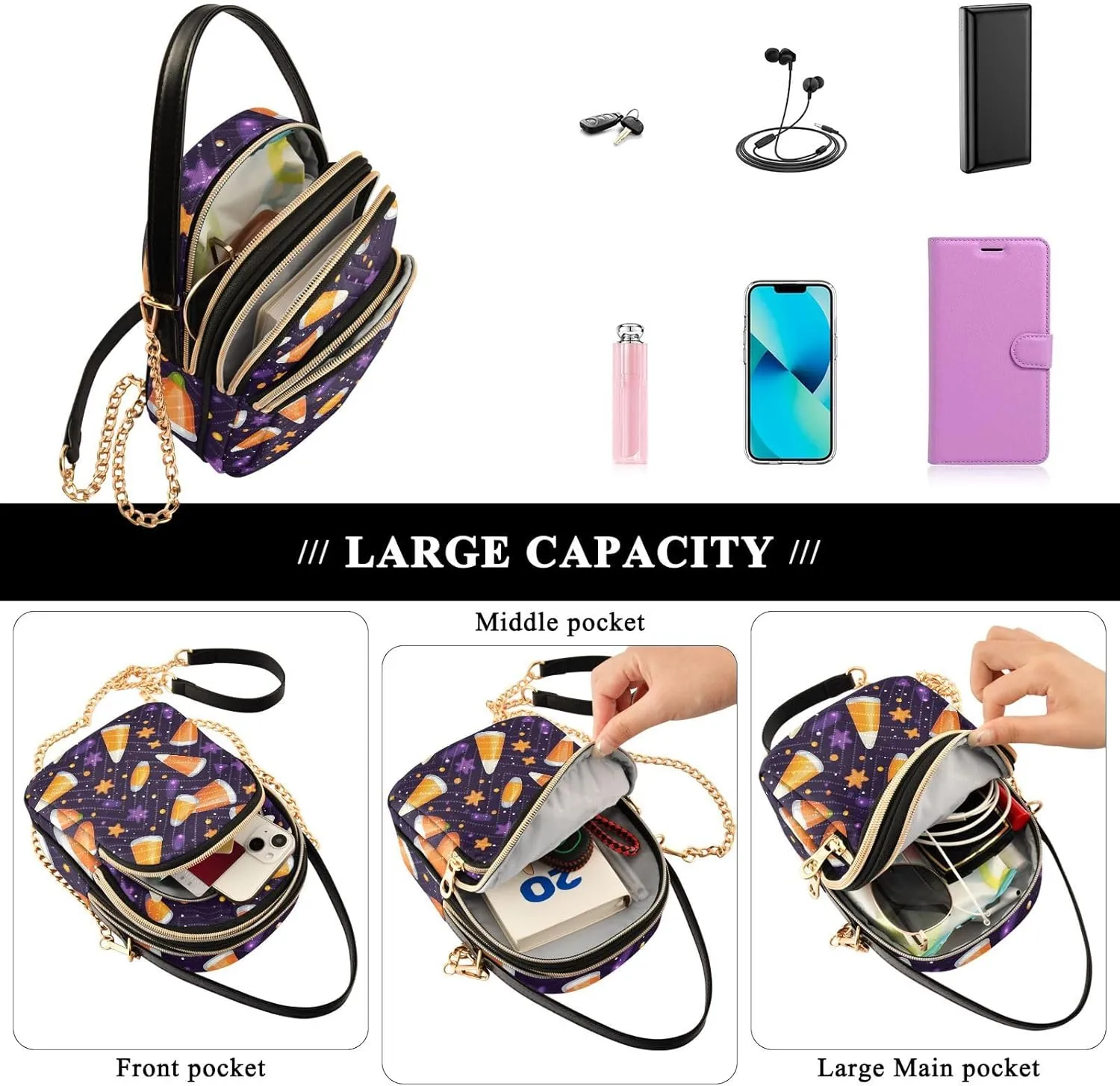 GAIGEO Flowers on a Light Green Crossbody Purse with Long Strap, Shoulder Handbag, Crossbody Bag for Woman