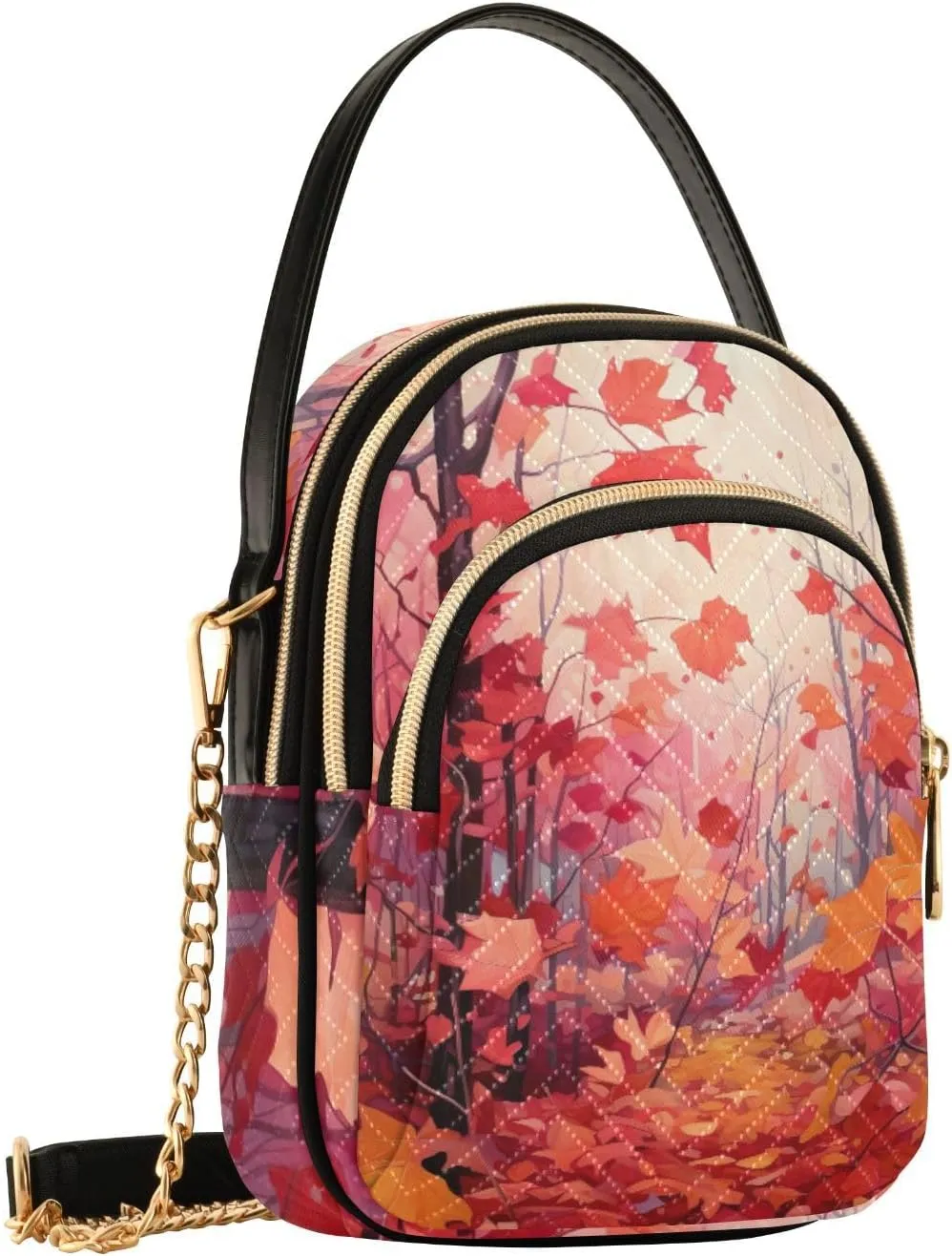 GAIGEO Orange Fall Leaves Handbag with Shoulder Strap, Women's Crossbody, Ladies Crossbody Bag
