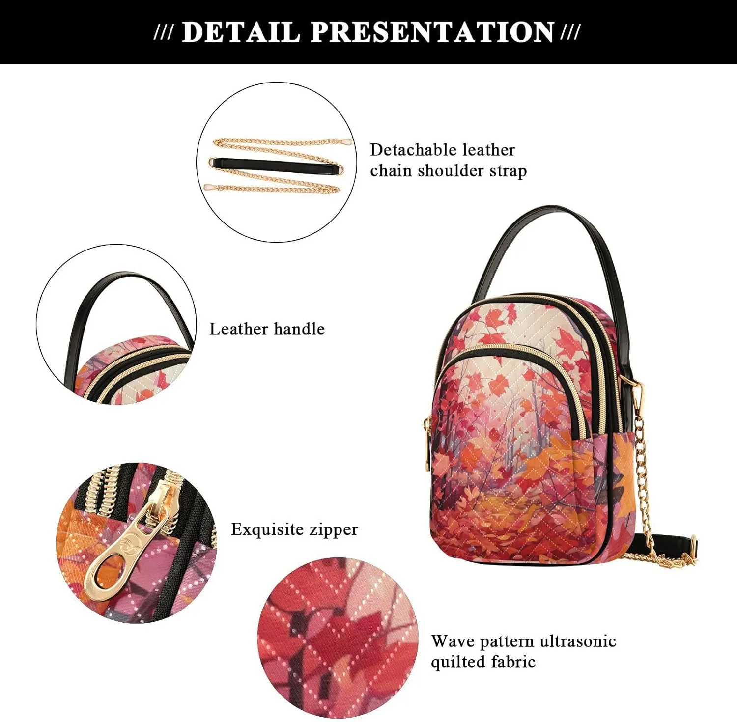 GAIGEO Orange Fall Leaves Handbag with Shoulder Strap, Women's Crossbody, Ladies Crossbody Bag