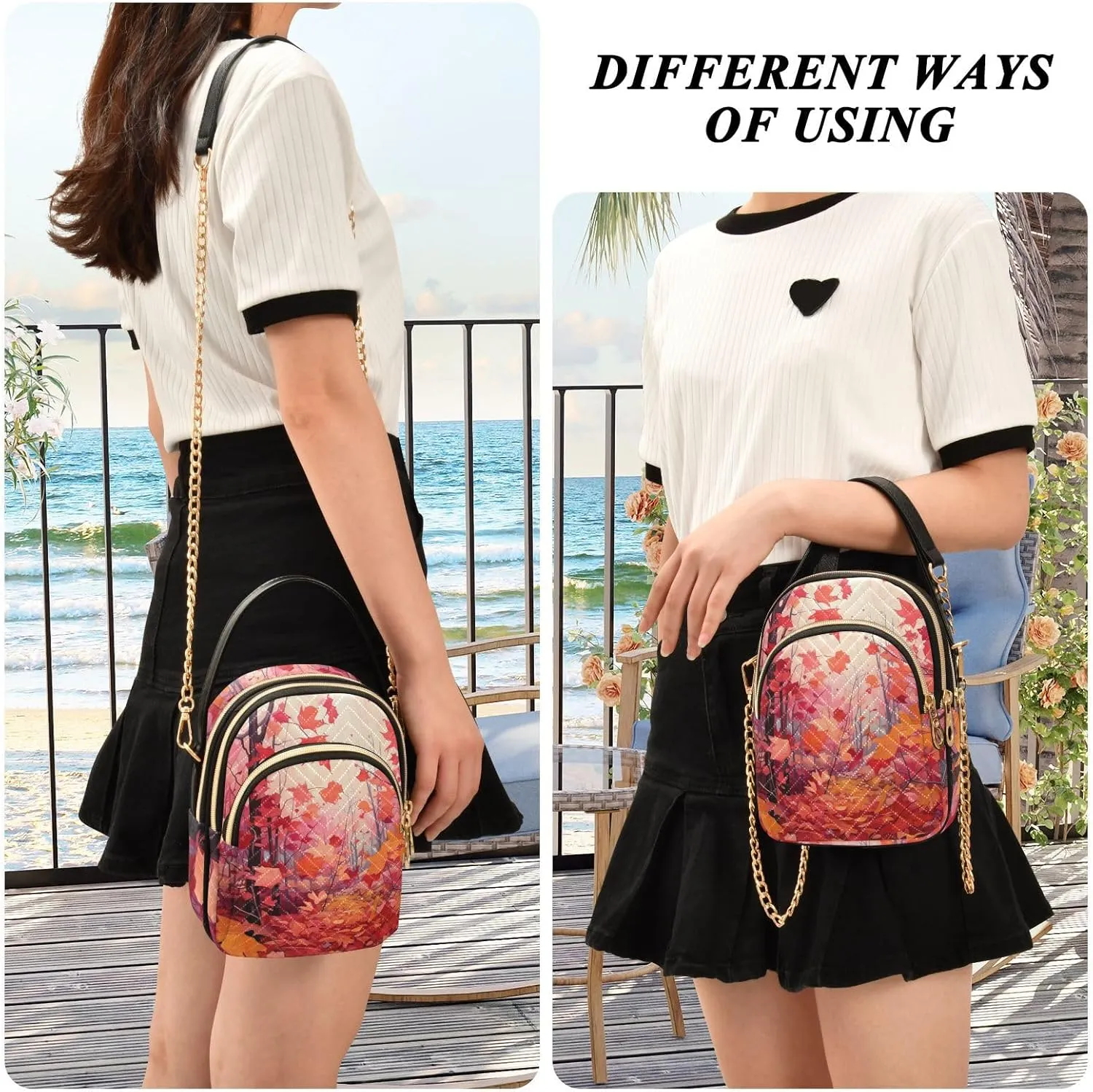 GAIGEO Orange Fall Leaves Handbag with Shoulder Strap, Women's Crossbody, Ladies Crossbody Bag