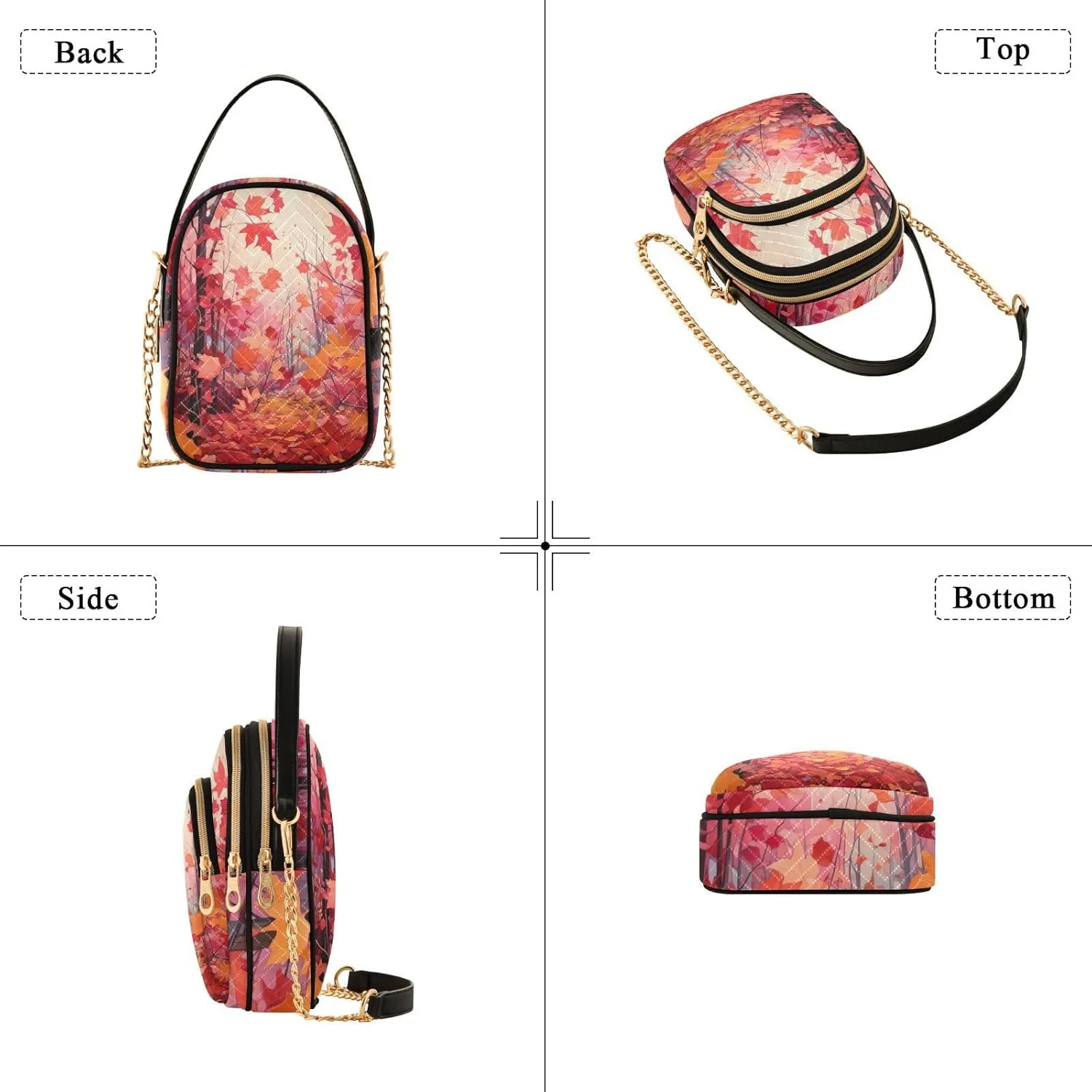 GAIGEO Orange Fall Leaves Handbag with Shoulder Strap, Women's Crossbody, Ladies Crossbody Bag