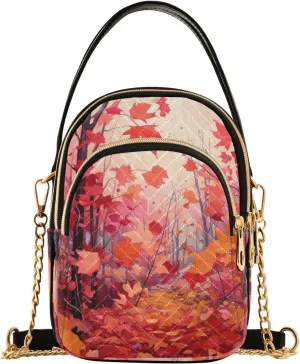 GAIGEO Orange Fall Leaves Handbag with Shoulder Strap, Women's Crossbody, Ladies Crossbody Bag