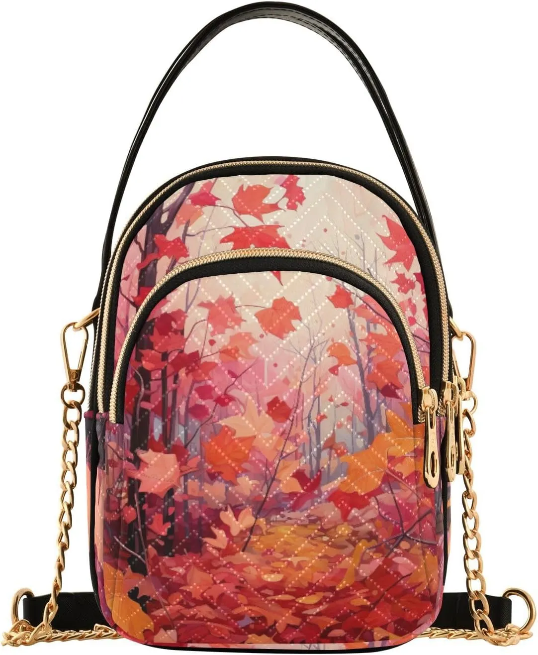GAIGEO Orange Fall Leaves Handbag with Shoulder Strap, Women's Crossbody, Ladies Crossbody Bag