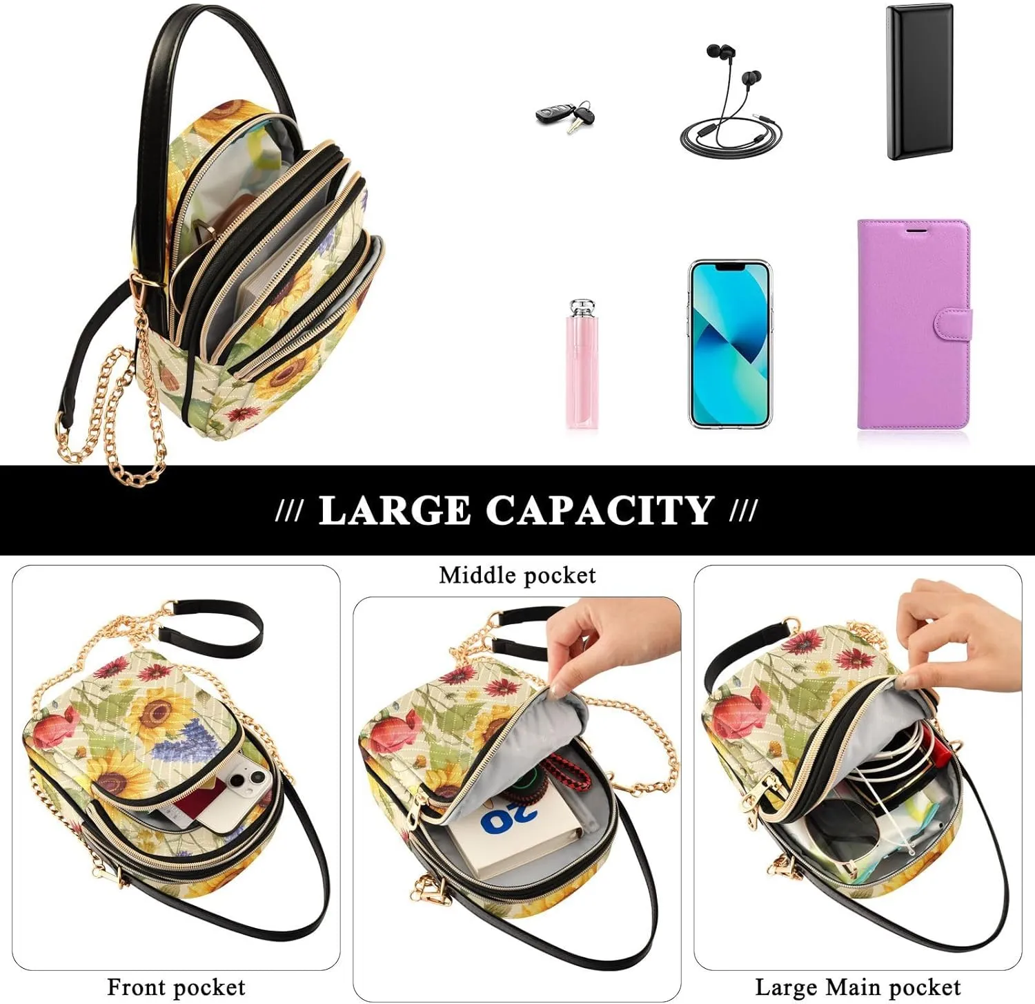 GAIGEO Watercolor Cactus and Plants Women Crossbody Bag, Casual Crossbody Purse, Small Shoulder Bag for Women