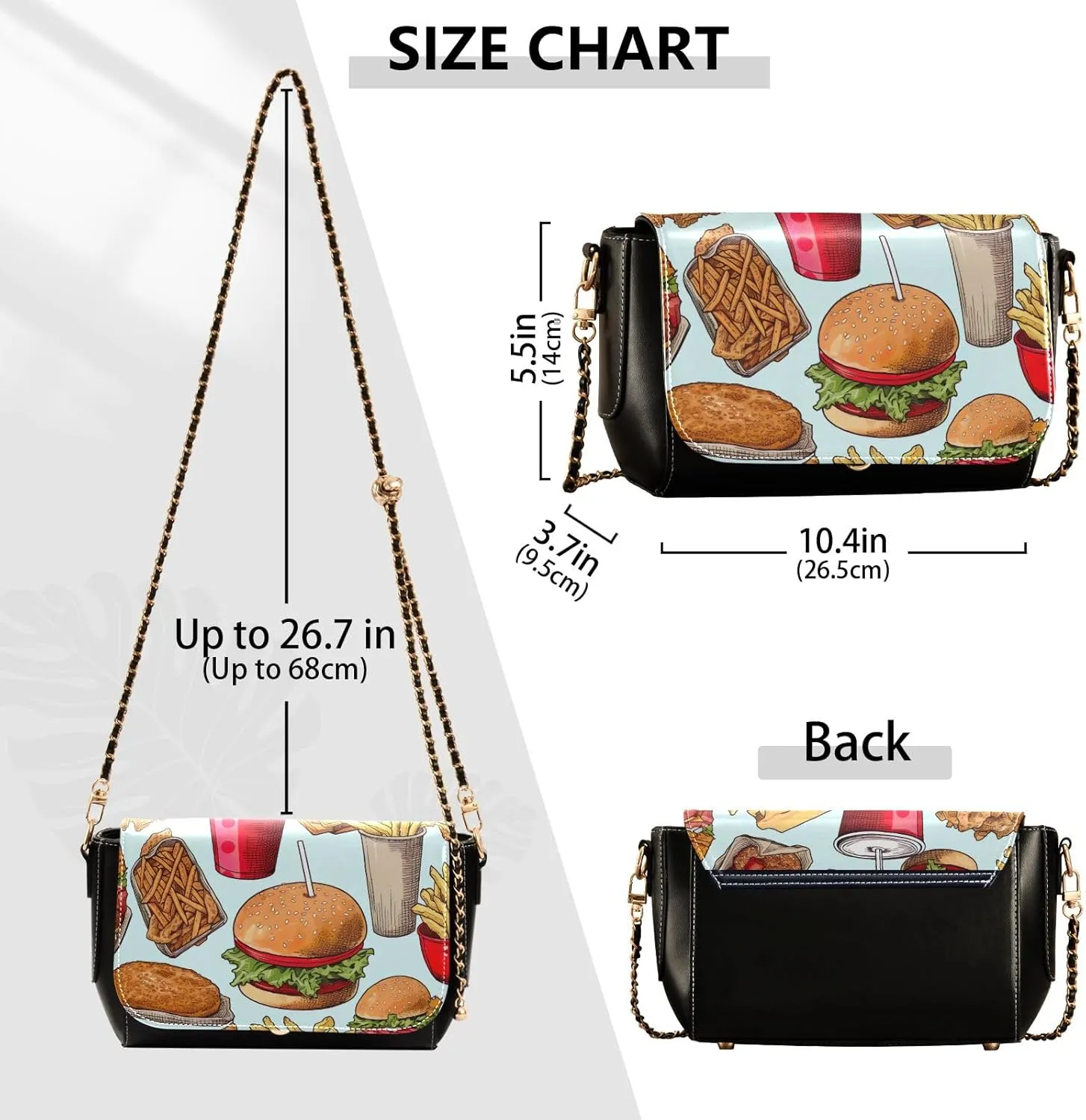 GAIGEO Watercolor Cupcakes Womens Leather Bag with Zipper, Medium Shoulder Bag for Women