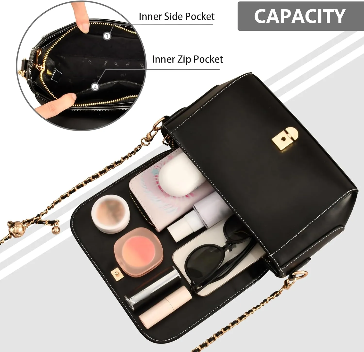 GAIGEO Watercolor Cupcakes Womens Leather Bag with Zipper, Medium Shoulder Bag for Women