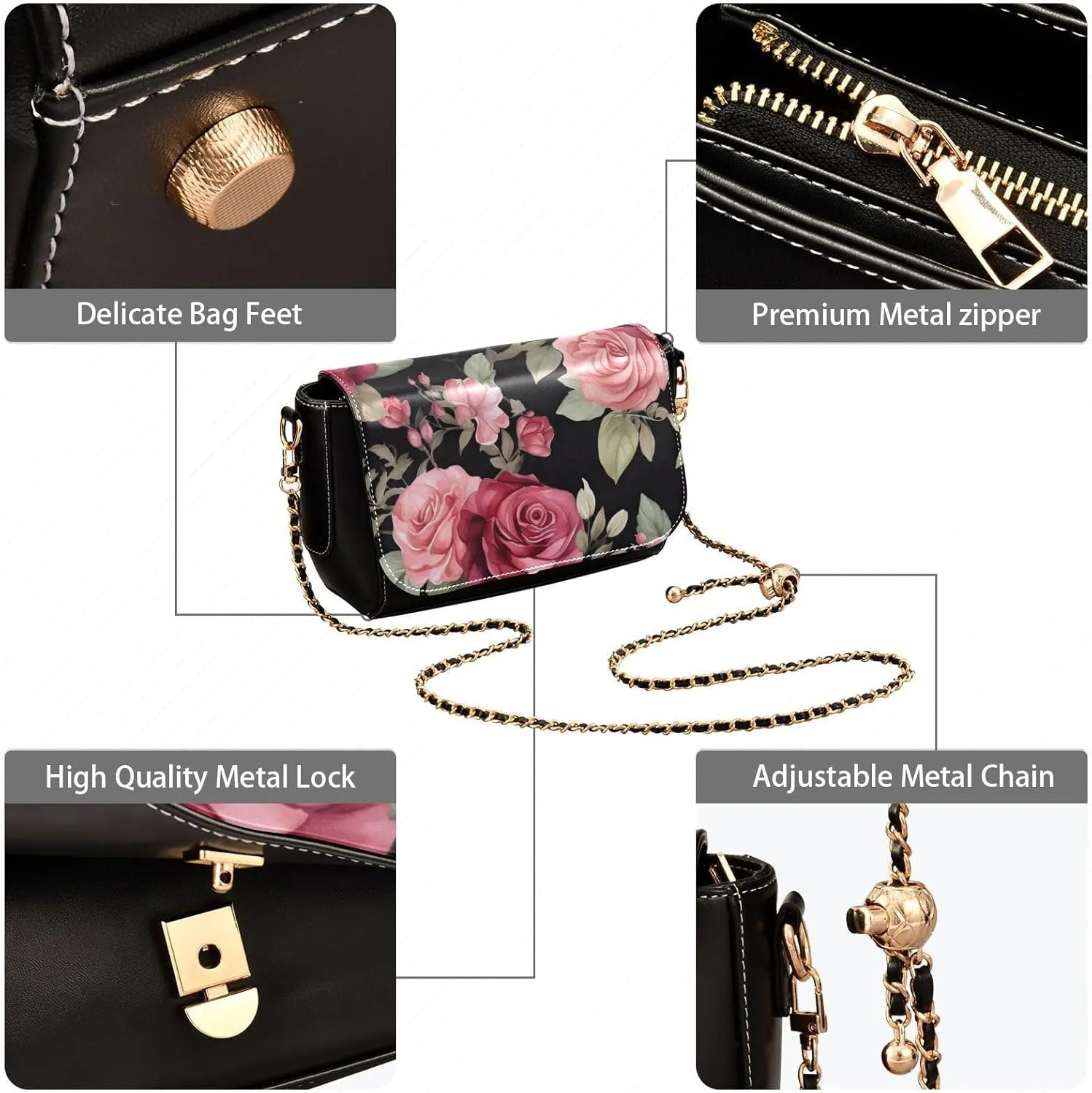 GAIGEO Watercolor Lavender Flowers Womens Leather Crossbody, Leather Gifts for Women, Faux Leather Crossbody Bag
