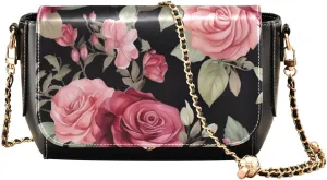 GAIGEO Watercolor Lavender Flowers Womens Leather Crossbody, Leather Gifts for Women, Faux Leather Crossbody Bag