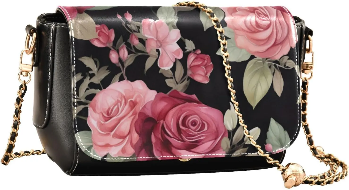 GAIGEO Watercolor Lavender Flowers Womens Leather Crossbody, Leather Gifts for Women, Faux Leather Crossbody Bag