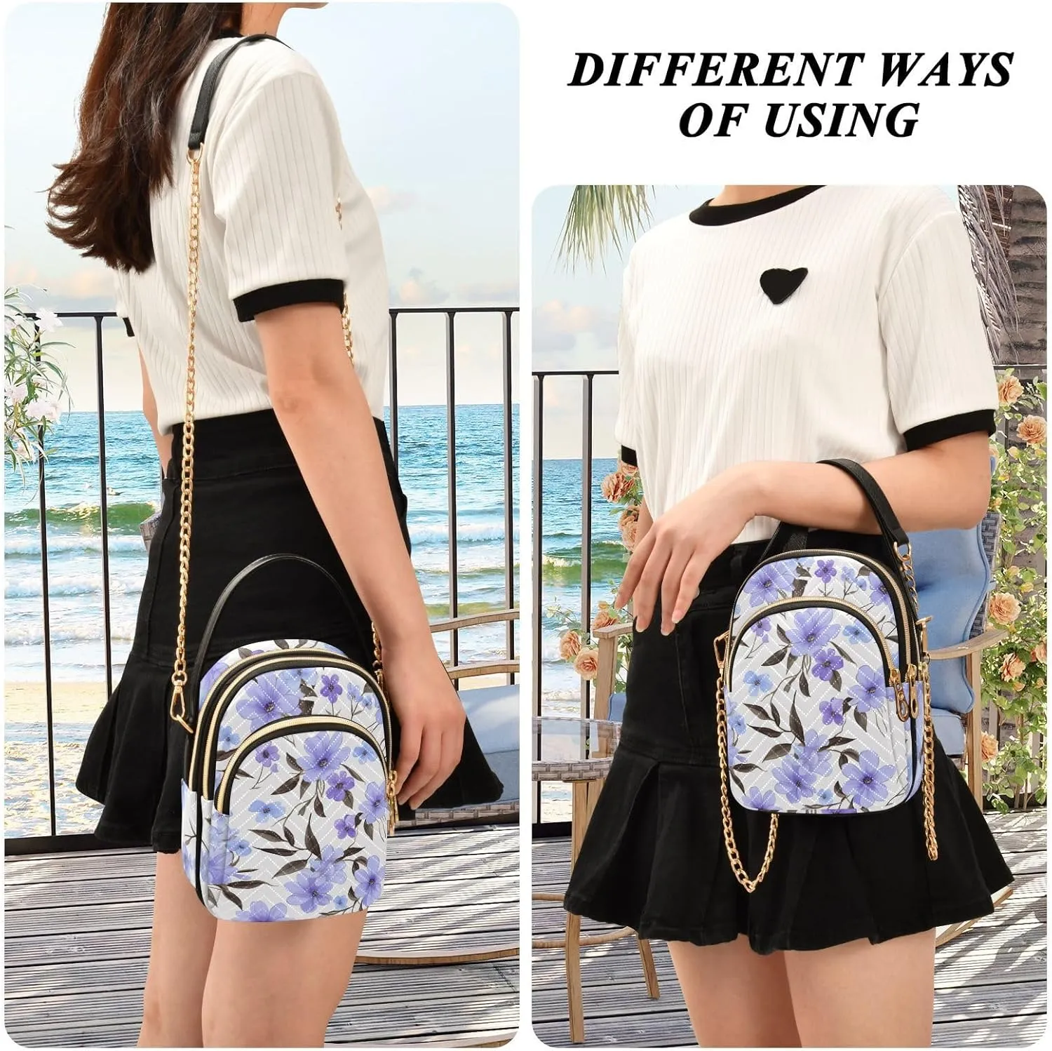 GAIGEO Watercolor Pink and White Flower Shoulder Purse Crossbody, Woman Crossbody Bag, Small Handbags Crossbody for Women