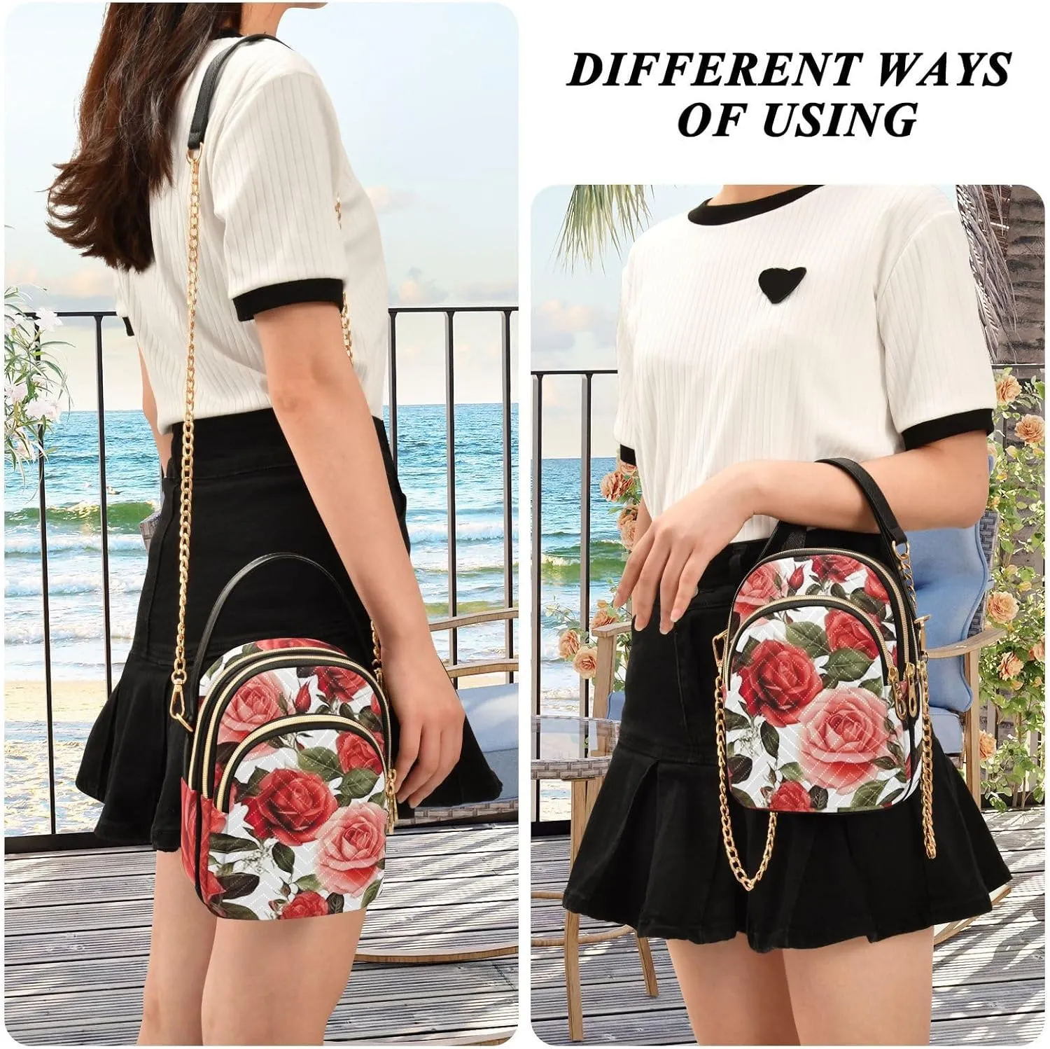 GAIGEO Watercolor Pink and White Flower Shoulder Purse Crossbody, Woman Crossbody Bag, Small Handbags Crossbody for Women