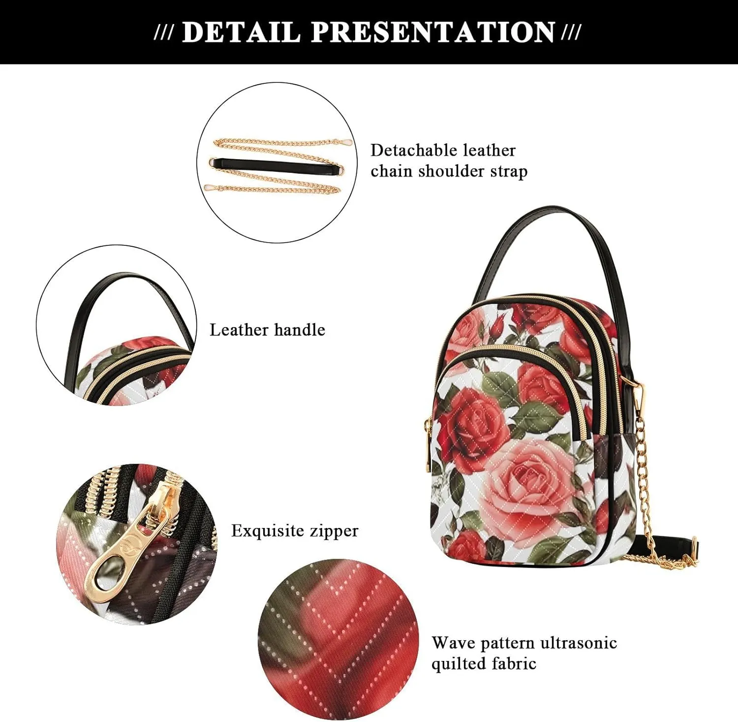 GAIGEO Watercolor Pink and White Flower Shoulder Purse Crossbody, Woman Crossbody Bag, Small Handbags Crossbody for Women