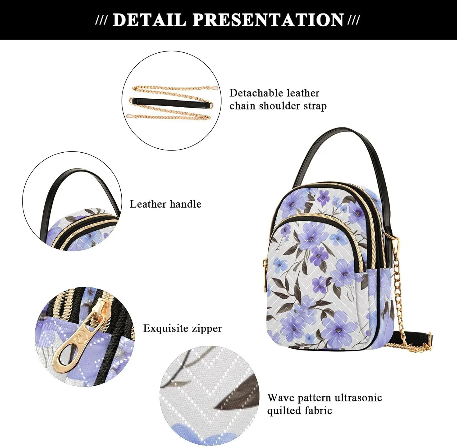GAIGEO Watercolor Pink and White Flower Shoulder Purse Crossbody, Woman Crossbody Bag, Small Handbags Crossbody for Women