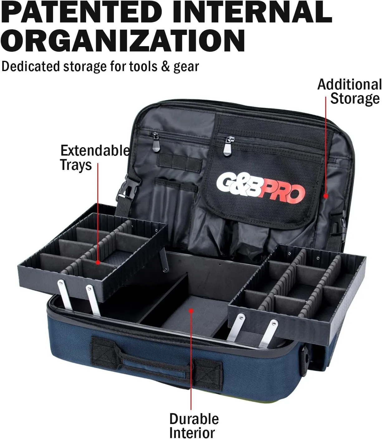 G&BPRO Crossbody Briefcase with Extending Tray System | All-in-one Mobile Workstation Travel Bag