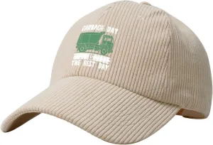 Garbage Day is The Best Day Corduroy Baseball Cap Adjustable Outdoor Sports Hat Trucker Caps2 Beige