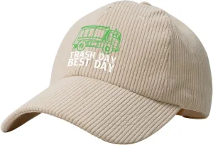 Garbage Day is The Best Day Corduroy Baseball Cap Adjustable Outdoor Sports Hat Trucker Caps4 Beige