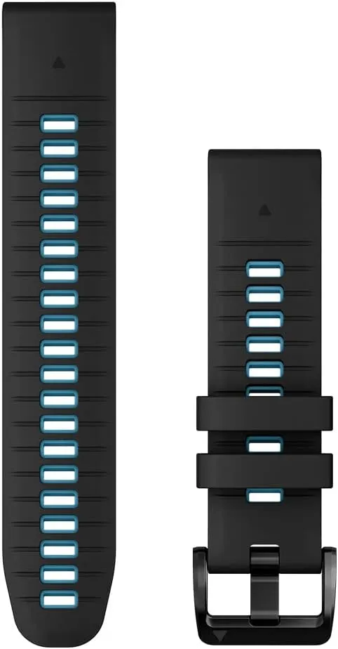 Garmin QuickFit 22 mm Watch Band - Black/Cirrus Blue Silicone Band