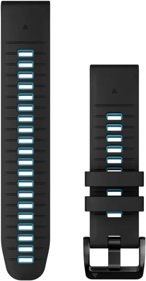Garmin QuickFit 22 mm Watch Band - Black/Cirrus Blue Silicone Band